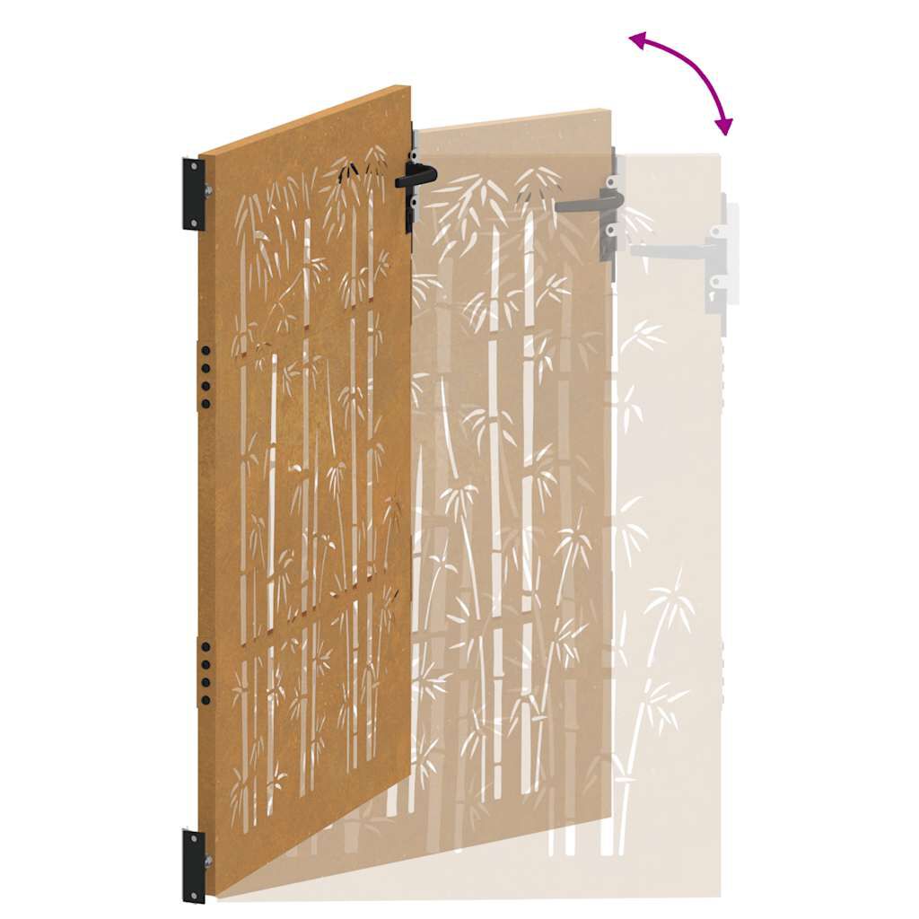 vidaXL Garden Gate 85x150 cm Corten Steel Bamboo Design