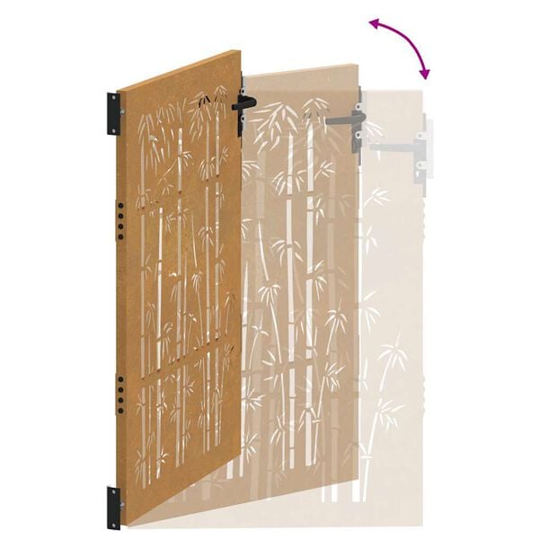 vidaXL Garden Gate 85x150 cm Corten Steel Bamboo Design