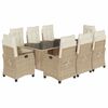vidaXL 9 Piece Garden Dining Set with Cushions Beige Poly Rattan