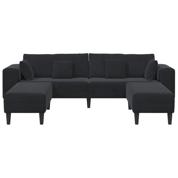 vidaXL Sofa with Cushion 3 pcs Black Velvet