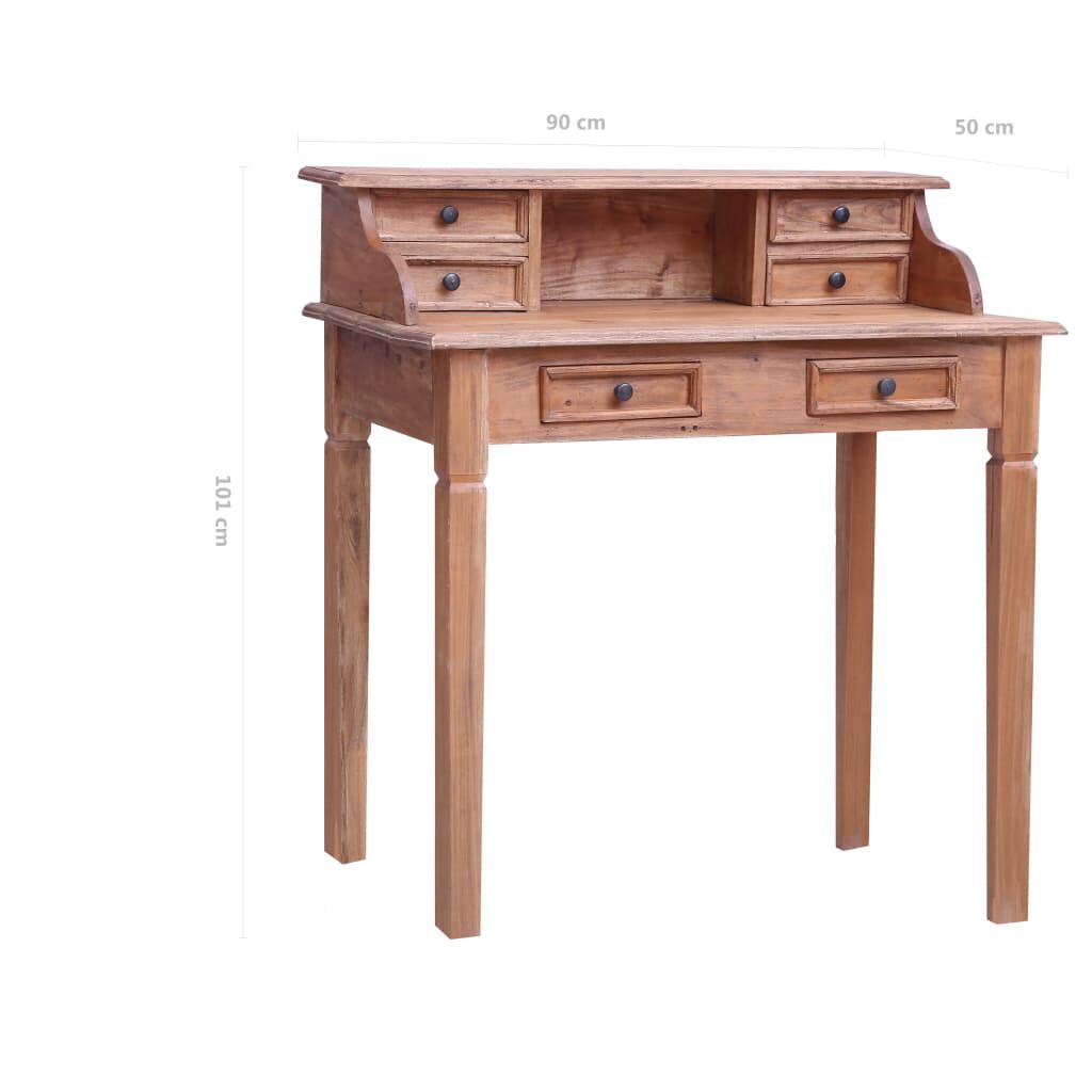 vidaXL Writing Desk with Drawers 90x50x101 cm Solid Mahogany Wood