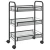 vidaXL 3-Tier Kitchen Trolley Black 46x26x64 cm Iron