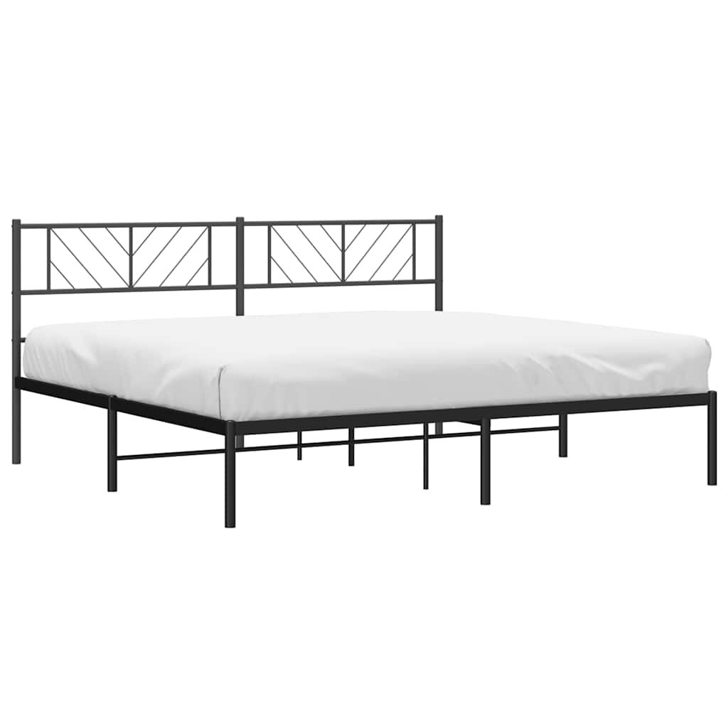 vidaXL Metal Bed Frame without Mattress with Headboard Black 183x213cm