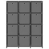 vidaXL 12-Cube Display Shelf with Boxes Grey 103x30x141 cm Fabric