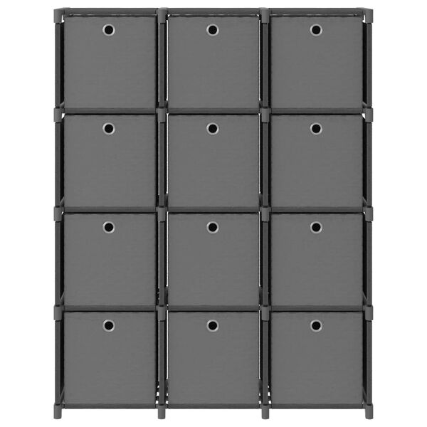 vidaXL 12-Cube Display Shelf with Boxes Grey 103x30x141 cm Fabric