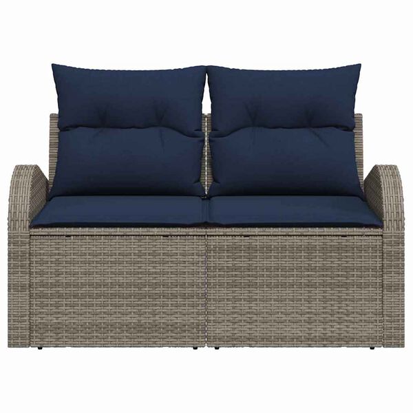 vidaXL Garden Sofa Grey 124 x 62 x 85cm Poly Rattan