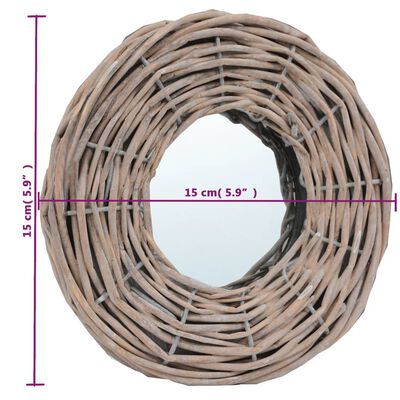 vidaXL Mirrors 3 pcs 15 cm Wicker