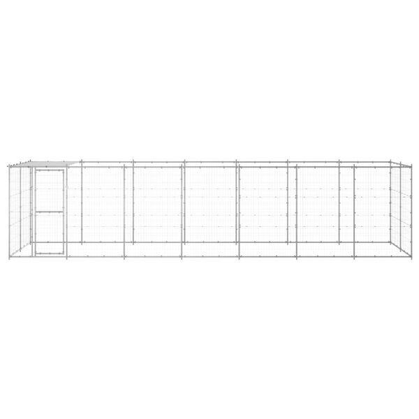 vidaXL Outdoor Dog Kennel Galvanised Steel with Roof 16.94 m&sup2;