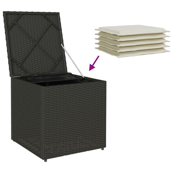 vidaXL Outdoor Storage Box Black and Cream Rattan, Polyester 80 cm
