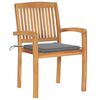 vidaXL Stacking Garden Chairs with Cushions 4 pcs Solid Teak Wood
