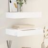 White MDF Floating Wall Display Shelf 1 Drawer Book/DVD Storage