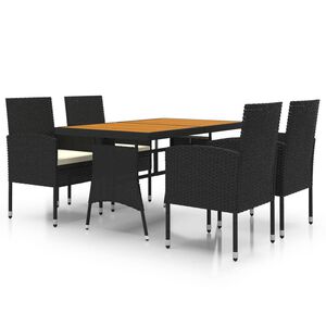vidaXL 5 Piece Outdoor Dining Set Poly Rattan Black