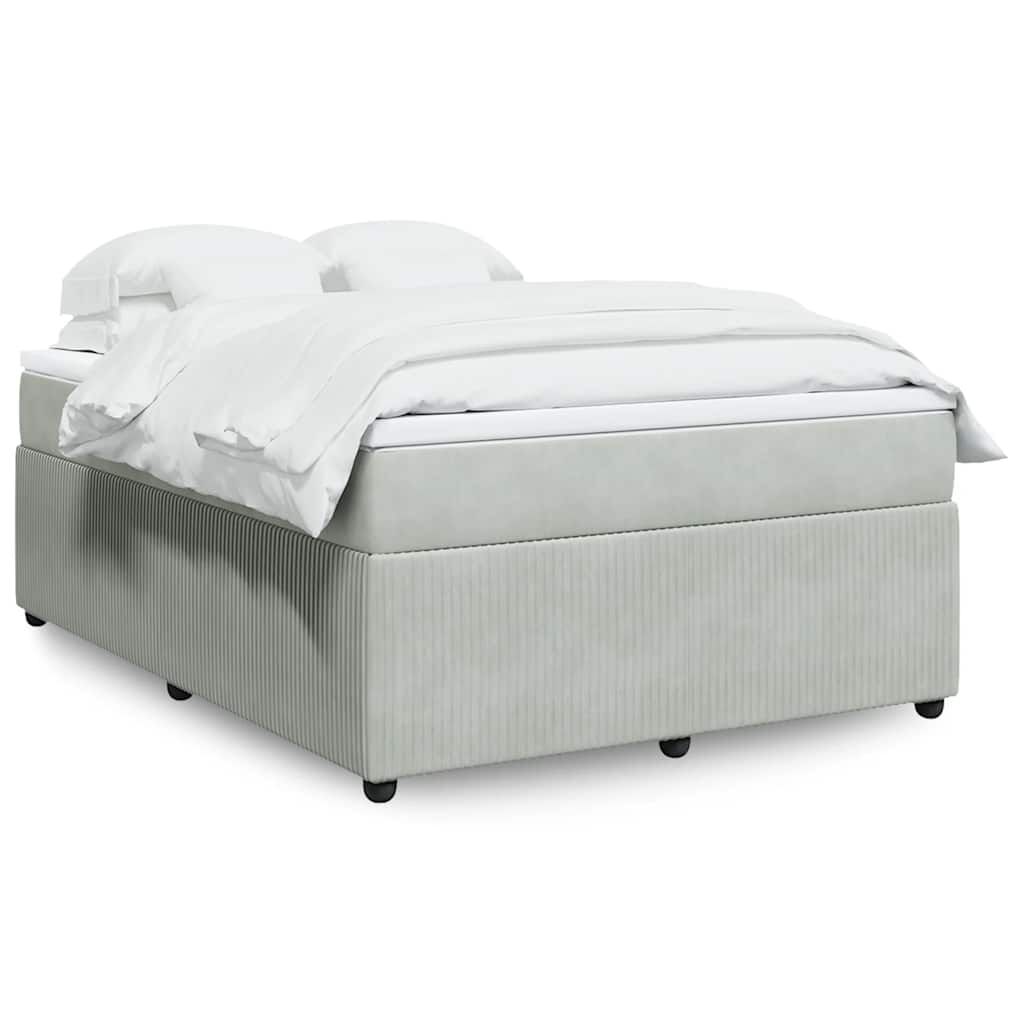 vidaXL Box Spring Bed with Mattress Light Grey Full Velvet