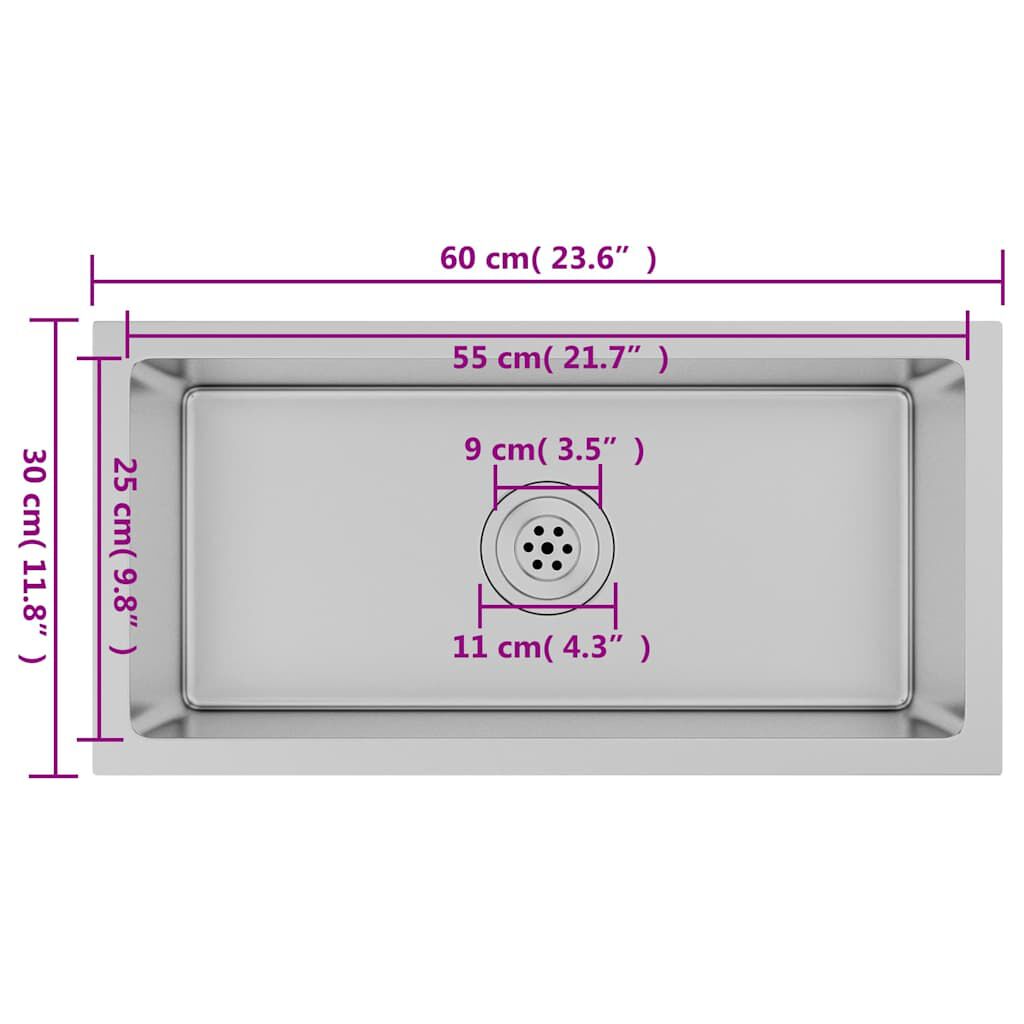 vidaXL Handmade Kitchen Sink Stainless Steel