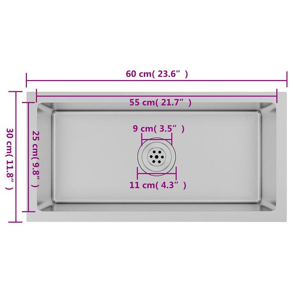 vidaXL Handmade Kitchen Sink Stainless Steel