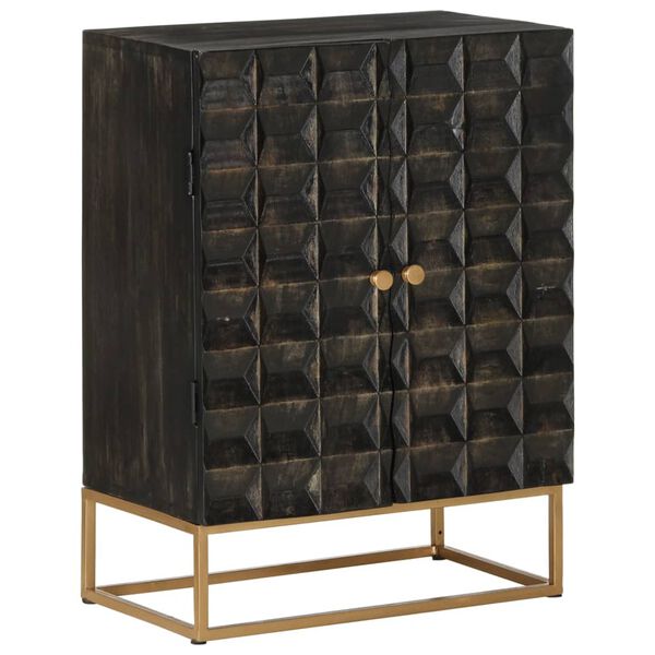 vidaXL Sideboard Black 55x34x75 cm Solid Wood Mango and Iron