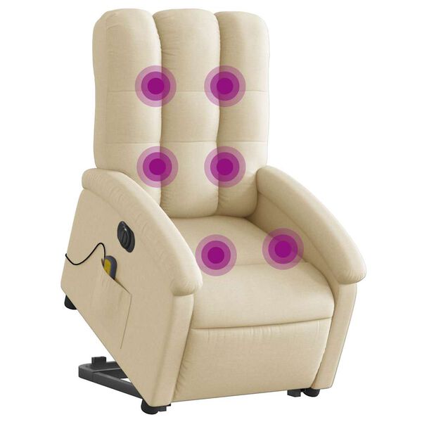 vidaXL Electric Stand up Massage Recliner Chair Cream Fabric