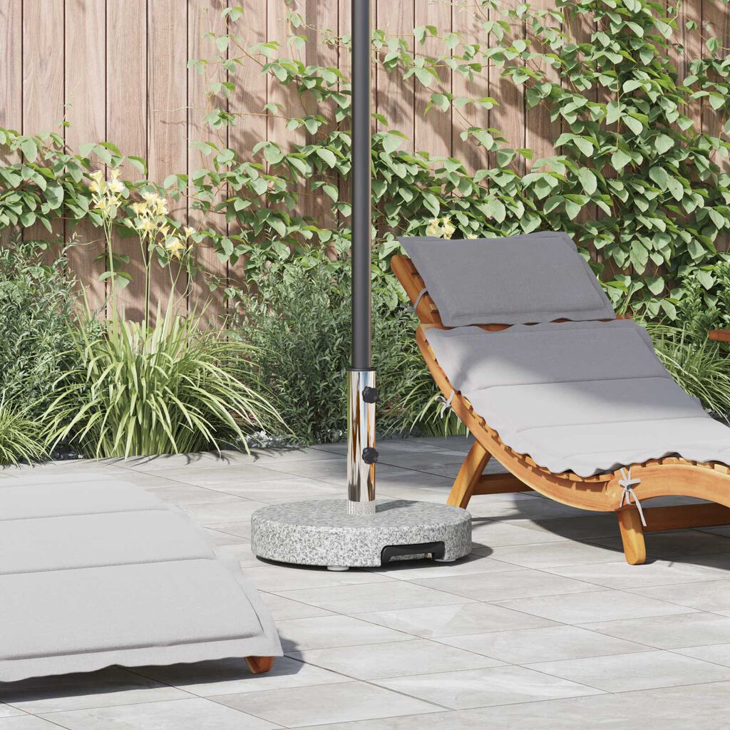 vidaXL Wheeled Parasol Base with Handle Grey Granite 29 kg Round