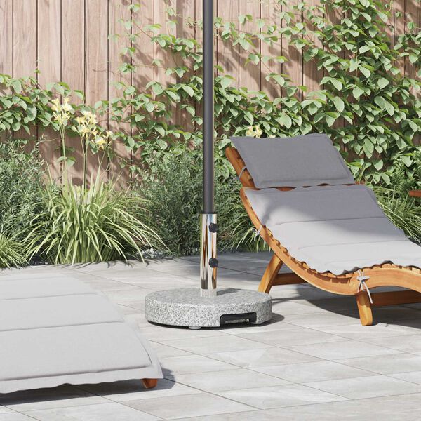 vidaXL Wheeled Parasol Base with Handle Grey Granite 29 kg Round