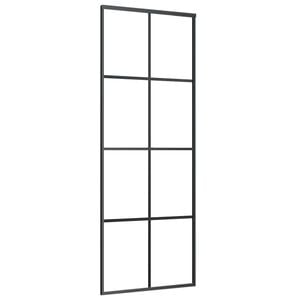 vidaXL Sliding Door Aluminium and ESG Glass 76x205 cm Black