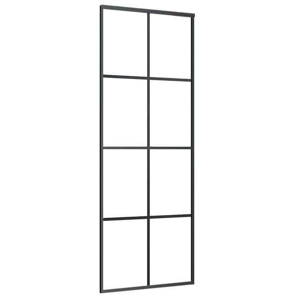 vidaXL Sliding Door Aluminium and ESG Glass 76x205 cm Black