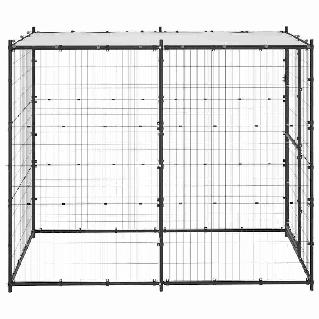 vidaXL Outdoor Dog Kennel Steel with Roof 110x220x180 cm