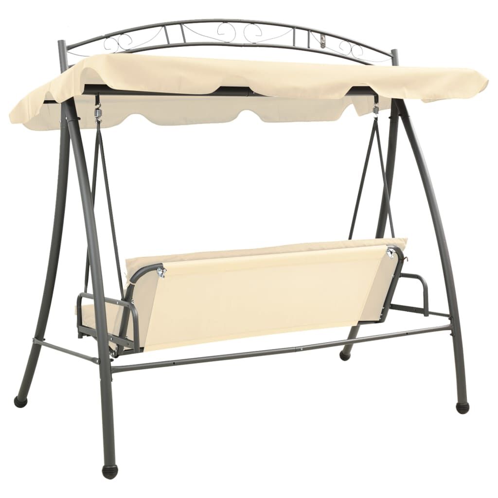 vidaXL Outdoor Convertible Swing Bench with Canopy Sand White