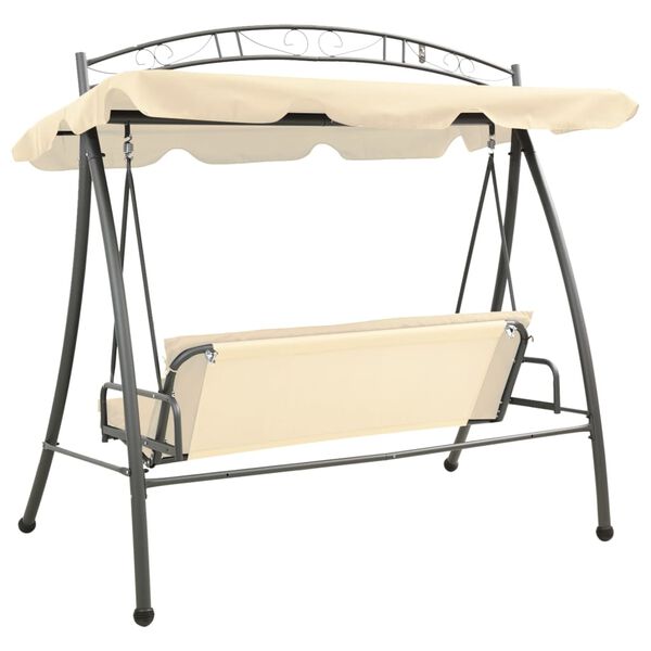 vidaXL Outdoor Convertible Swing Bench with Canopy Sand White