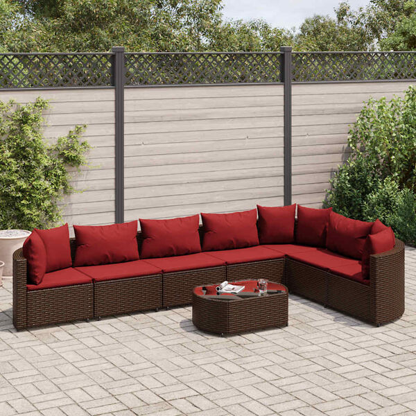 vidaXL 8 Piece Garden Sofa Set with Cushions Brown Poly Rattan