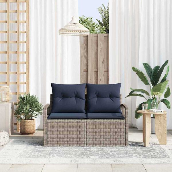 vidaXL Garden Sofa with Cushion 120 x 62 x 69 cm Poly Rattan