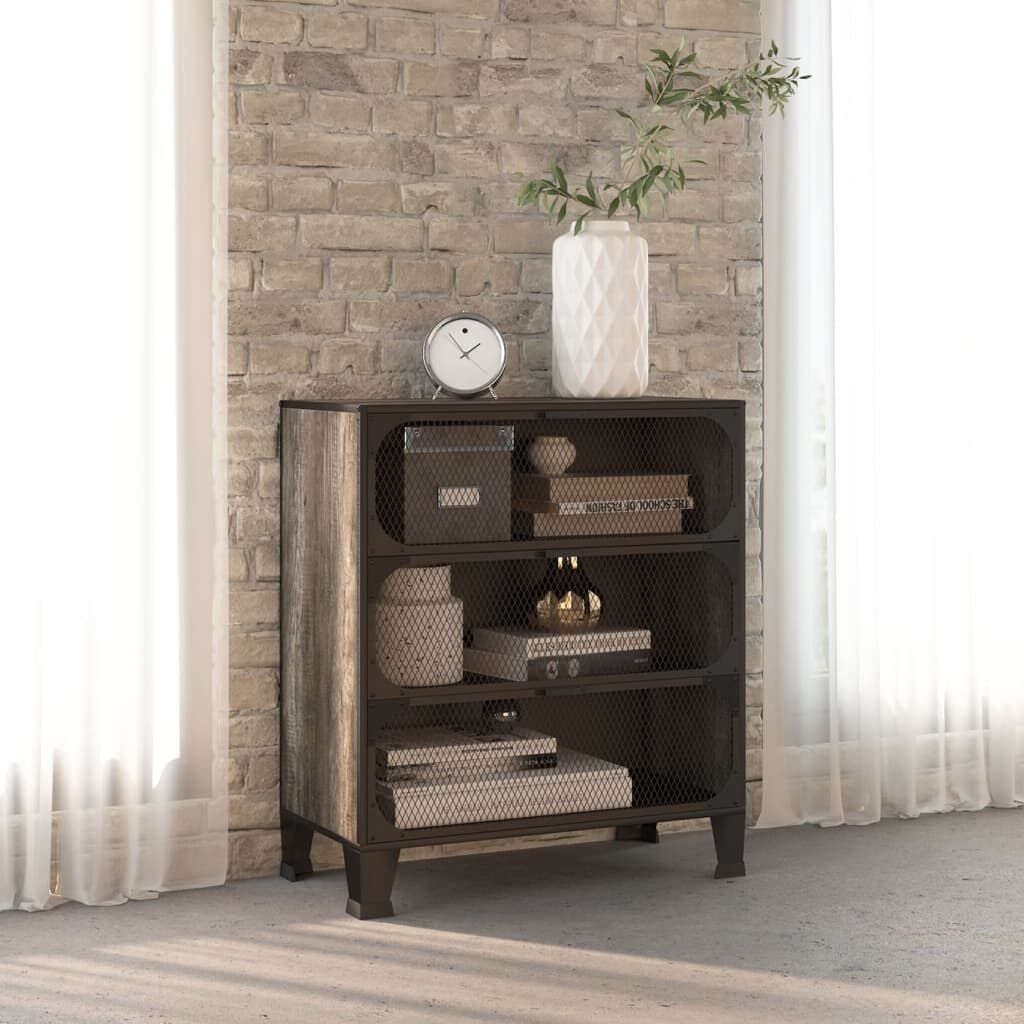vidaXL Storage Cabinet Grey 72x36x82 cm Metal and MDF