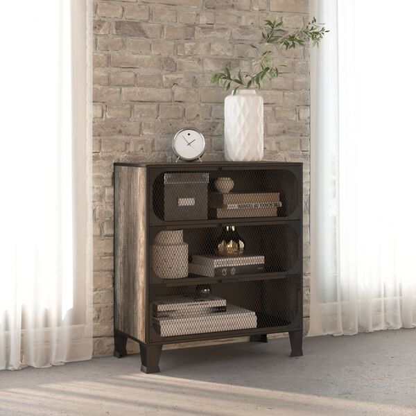 vidaXL Storage Cabinet Grey 72x36x82 cm Metal and MDF