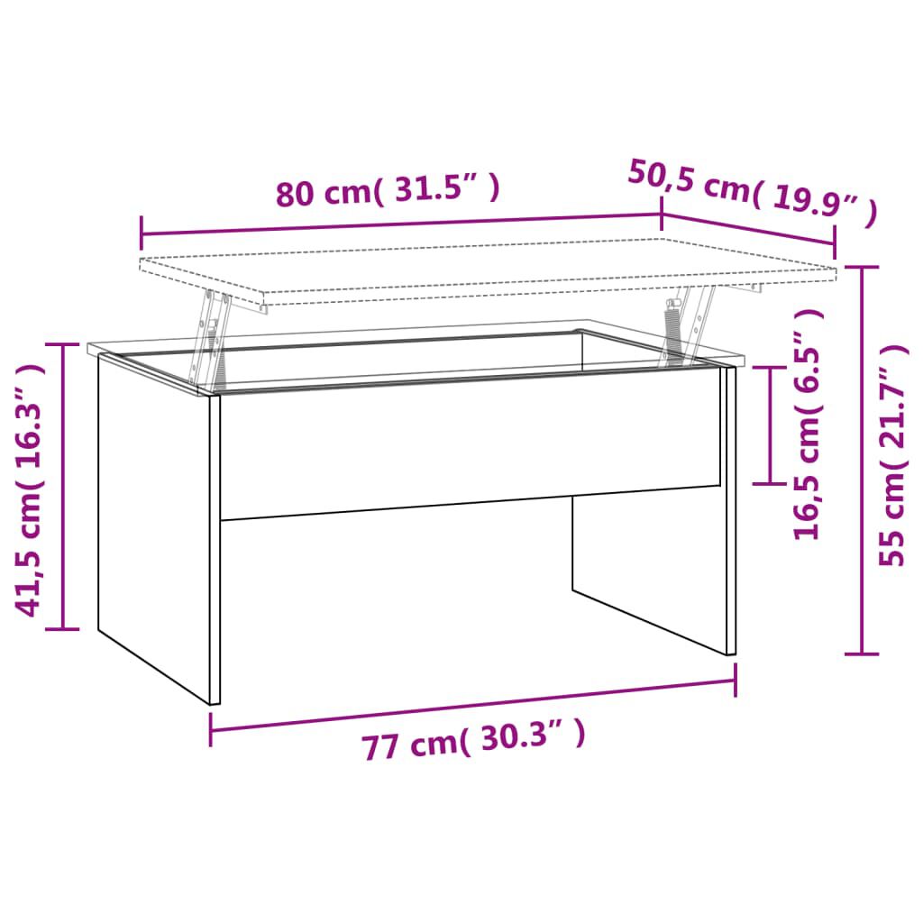 vidaXL Coffee Table Brown Oak 80x50.5x41.5 cm Engineered Wood