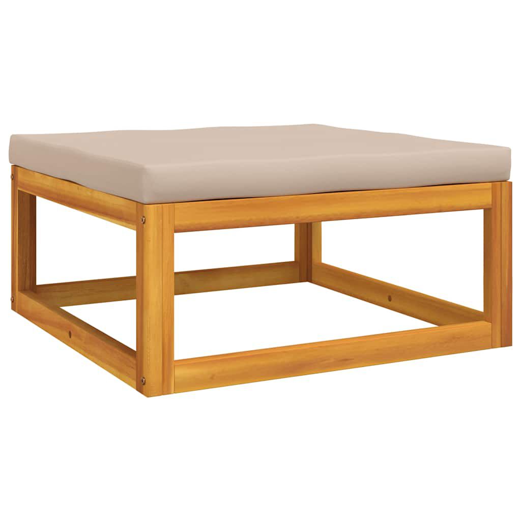 vidaXL Garden Footrest with Taupe Cushion Solid Wood Acacia
