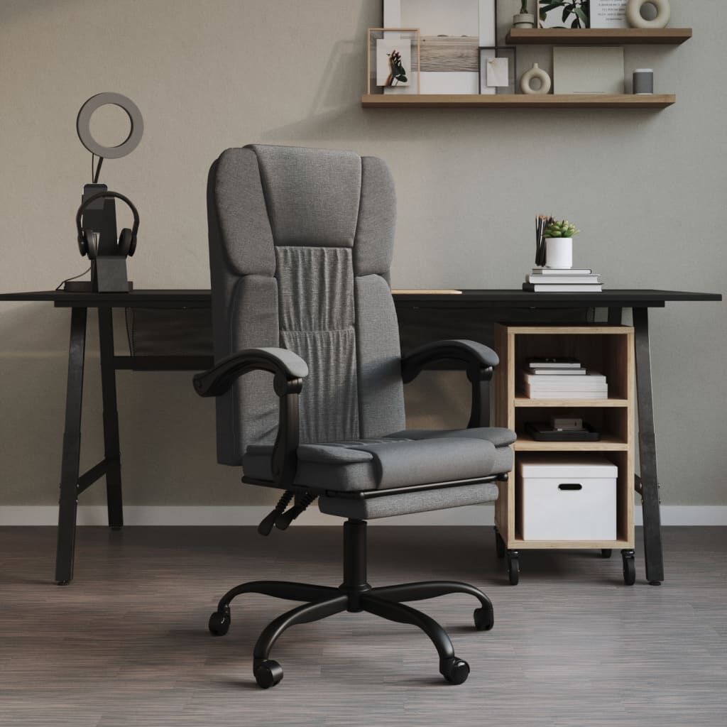 vidaXL Reclining Office Chair Dark Grey Fabric