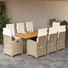 vidaXL 9 Piece Garden Dining Set with Cushions Beige Poly Rattan
