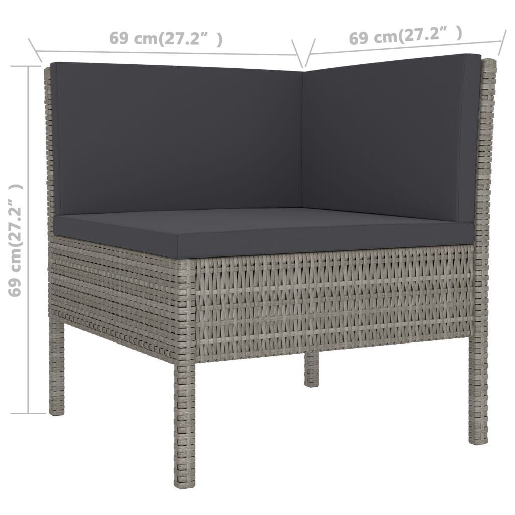 vidaXL 3 Piece Garden Lounge Set with Cushions Poly Rattan Grey