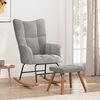 vidaXL Rocking Chair with a Stool Light Grey Velvet