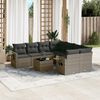 vidaXL 9 Piece Garden Sofa Set with Cushions Grey Poly Rattan