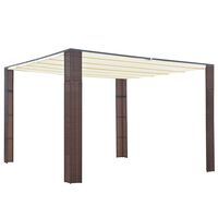 vidaXL Gazebo with Roof Poly Rattan 300x300x200 cm Brown and Cream