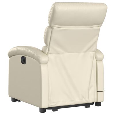 vidaXL Stand up Massage Recliner Chair Cream Faux Leather