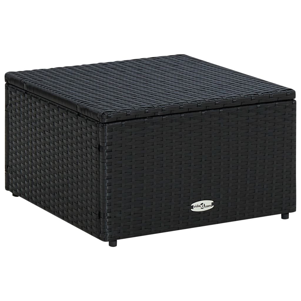 vidaXL Footstool Poly Rattan 53x53x30 cm Black