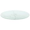 vidaXL Table Top White &Oslash;30x0.8 cm Tempered Glass with Marble Design