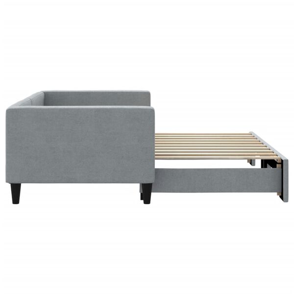 vidaXL Daybed with Trundle without Mattress Light Grey 100x190 cm