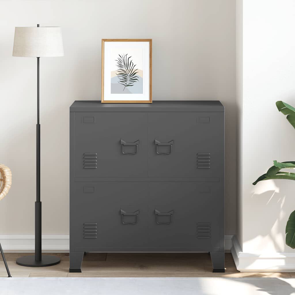 vidaXL Industrial Storage Chest Anthracite 75x40x80 cm Steel