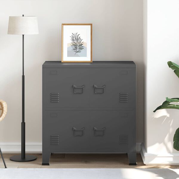 vidaXL Industrial Storage Chest Anthracite 75x40x80 cm Steel
