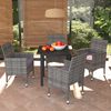 vidaXL 5 Piece Garden Dining Set with Cushions Poly Rattan Grey