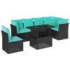 vidaXL 6 Piece Garden Sofa Set with Cushions Black Poly Rattan