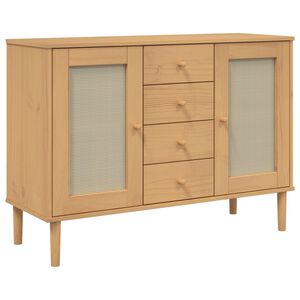 vidaXL Sideboard SENJA Rattan Look Brown 112x40x80 cm Solid Wood Pine