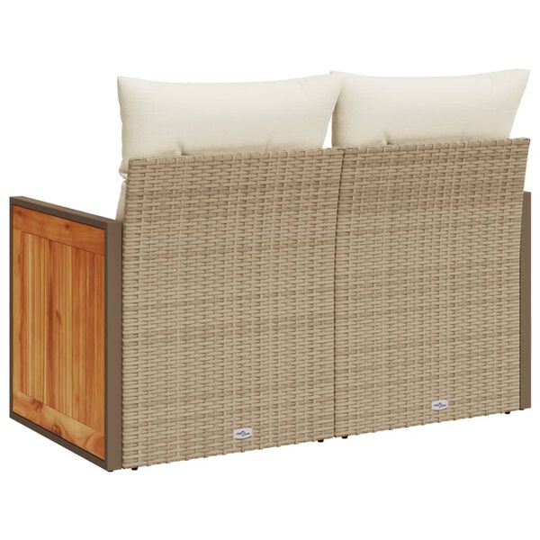 vidaXL Garden Sofa with Cushions 2-Seater Beige Poly Rattan